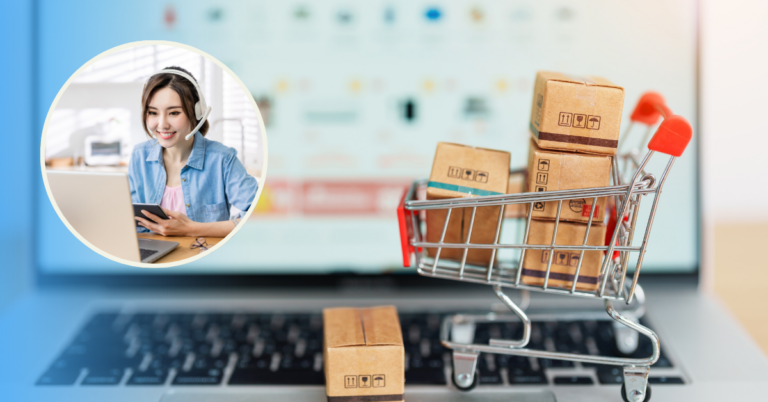 decorative photo of an online shopping store with a virtual assistant