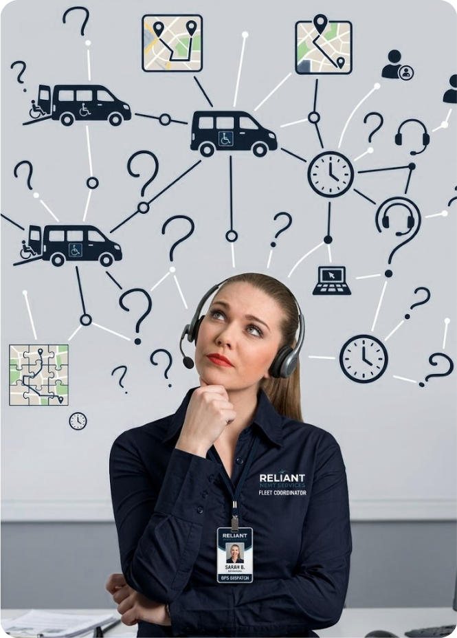 NEMT Dispatcher Challenges Illustration
